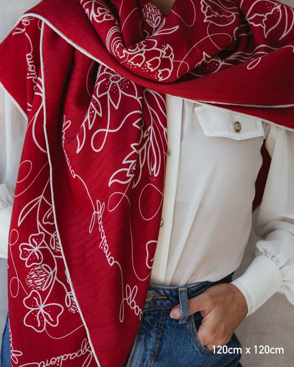 Wełniano-jedwabna chusta z unikatowym wzorem - obrazek 4