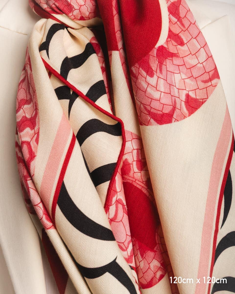 Wełniano-jedwabna chusta z unikatowym wzorem - obrazek 8
