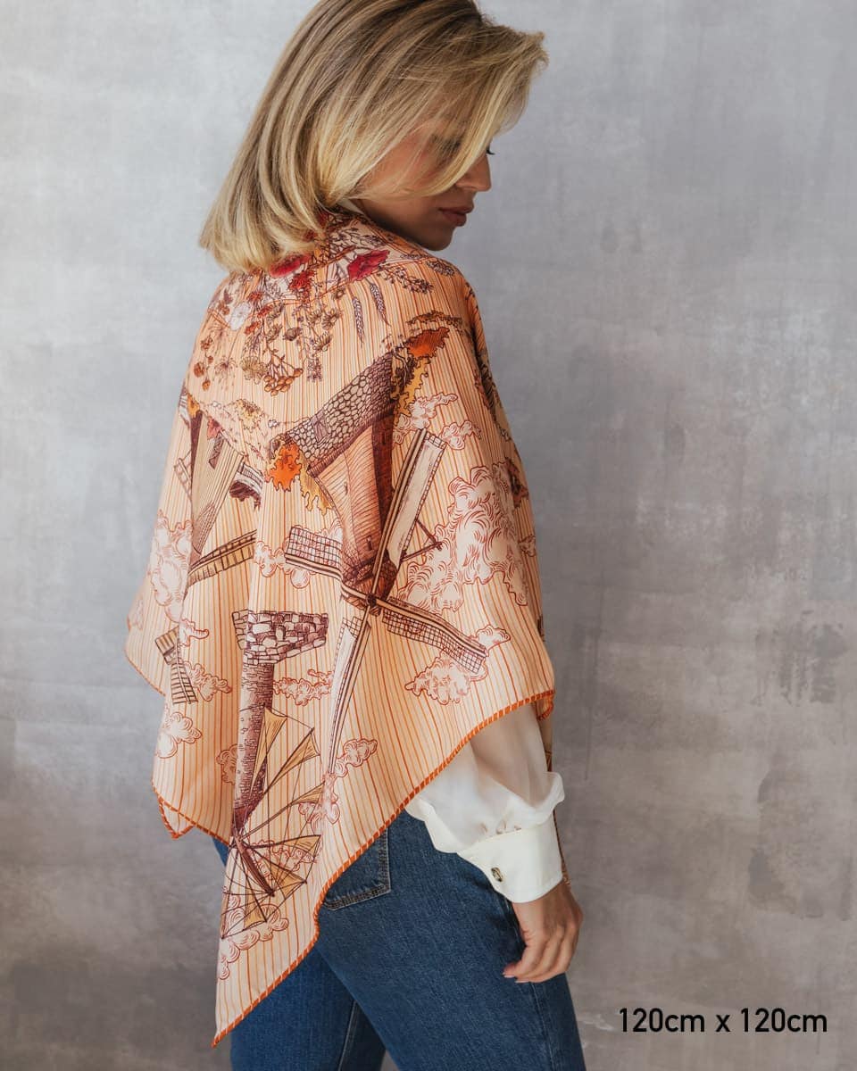 Wełniano-jedwabna chusta z unikatowym wzorem - obrazek 6