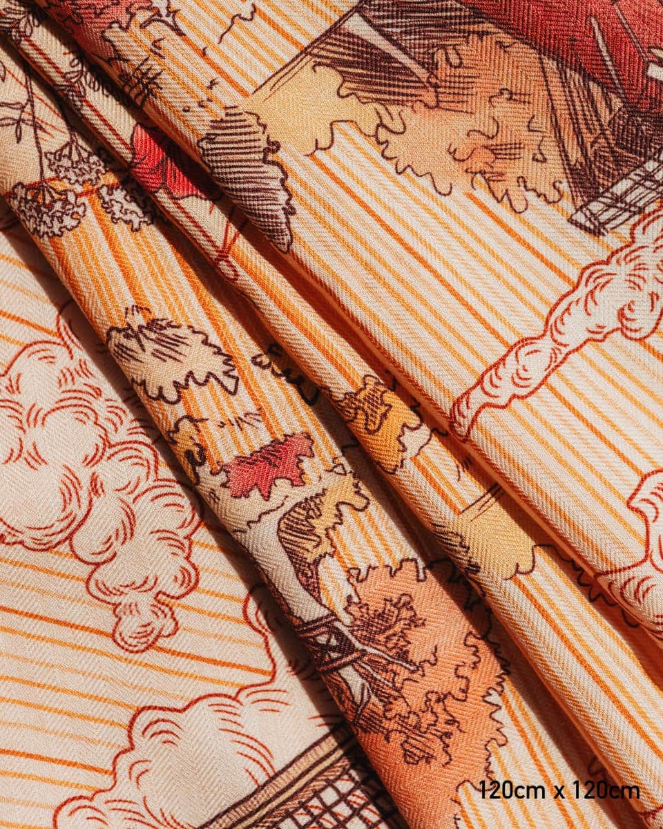 Wełniano-jedwabna chusta z unikatowym wzorem - obrazek 7