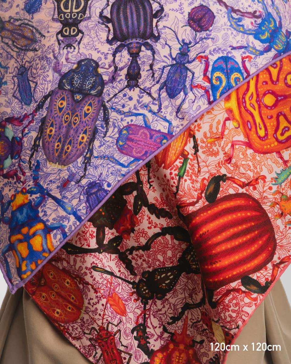 Wełniano-jedwabna chusta z unikatowym wzorem - obrazek 10