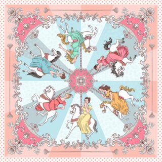 Jedwabna apaszka z historią i unikatowym wzorem 53cm x 53cm