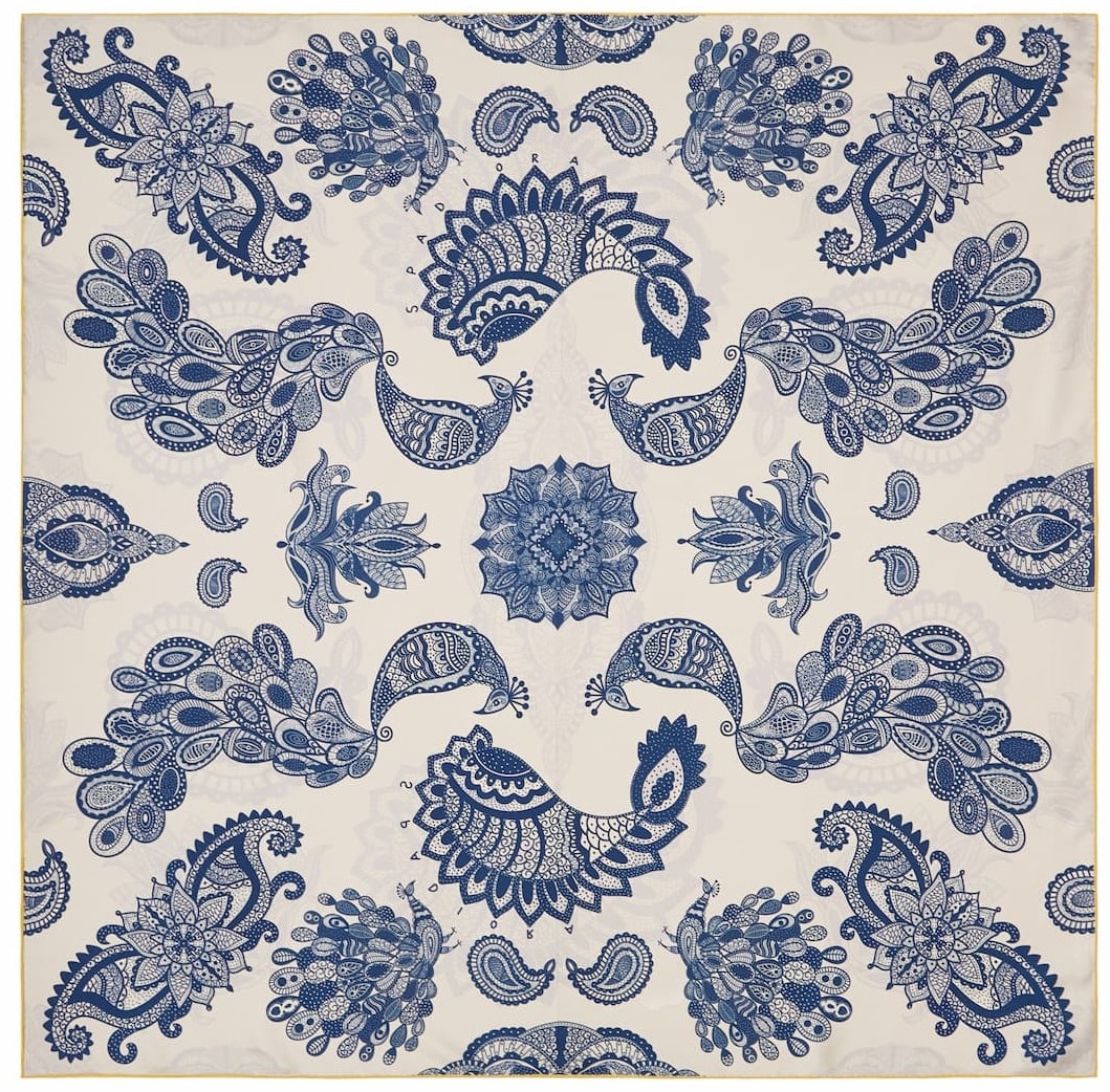 Wełniano-jedwabna chusta z unikatowym wzorem - obrazek 3