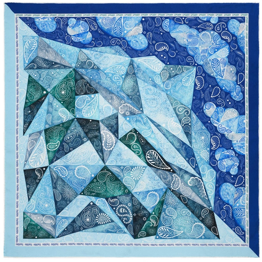 Wełniano-jedwabna chusta z unikatowym wzorem - obrazek 17