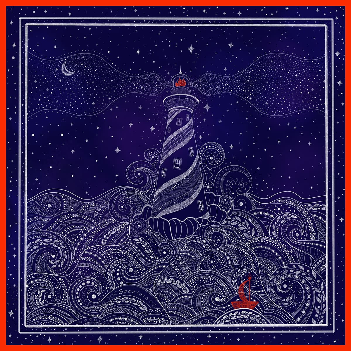 Jedwabna apaszka z historią i unikatowym wzorem - obrazek 7