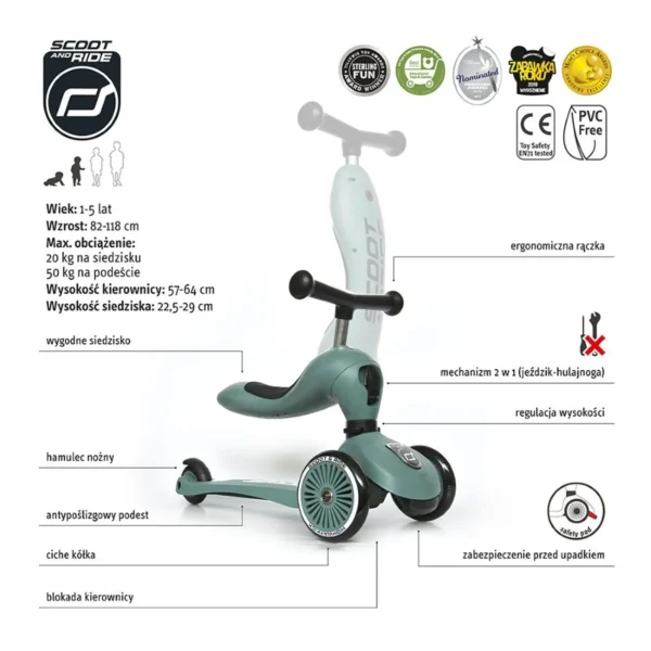 2w1 rower biegowy i hulajnoga Scoot and Ride