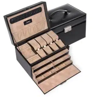 Czteropoziomowy skórzany kuferek na biżuterię Sacher