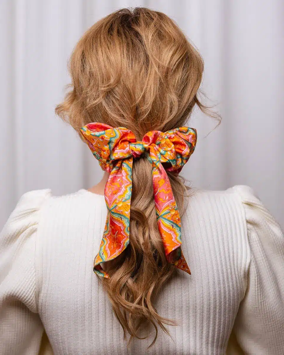 Jedwabna gumka do włosów z unikatowym wzorem z historią - obrazek 36