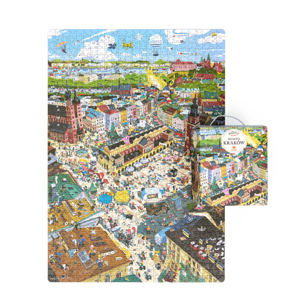 Puzzle z realistycznym widokiem miast Warszawa, Kraków, Gdańsk, Wrocław i inne