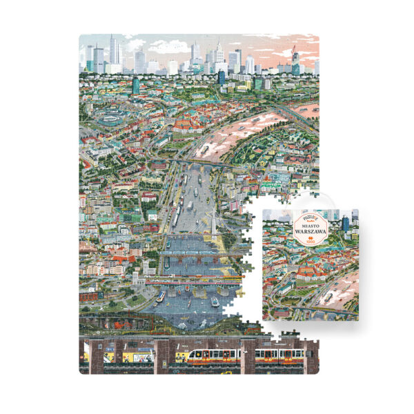 Puzzle z realistycznym widokiem miast Warszawa, Kraków, Gdańsk, Wrocław i inne