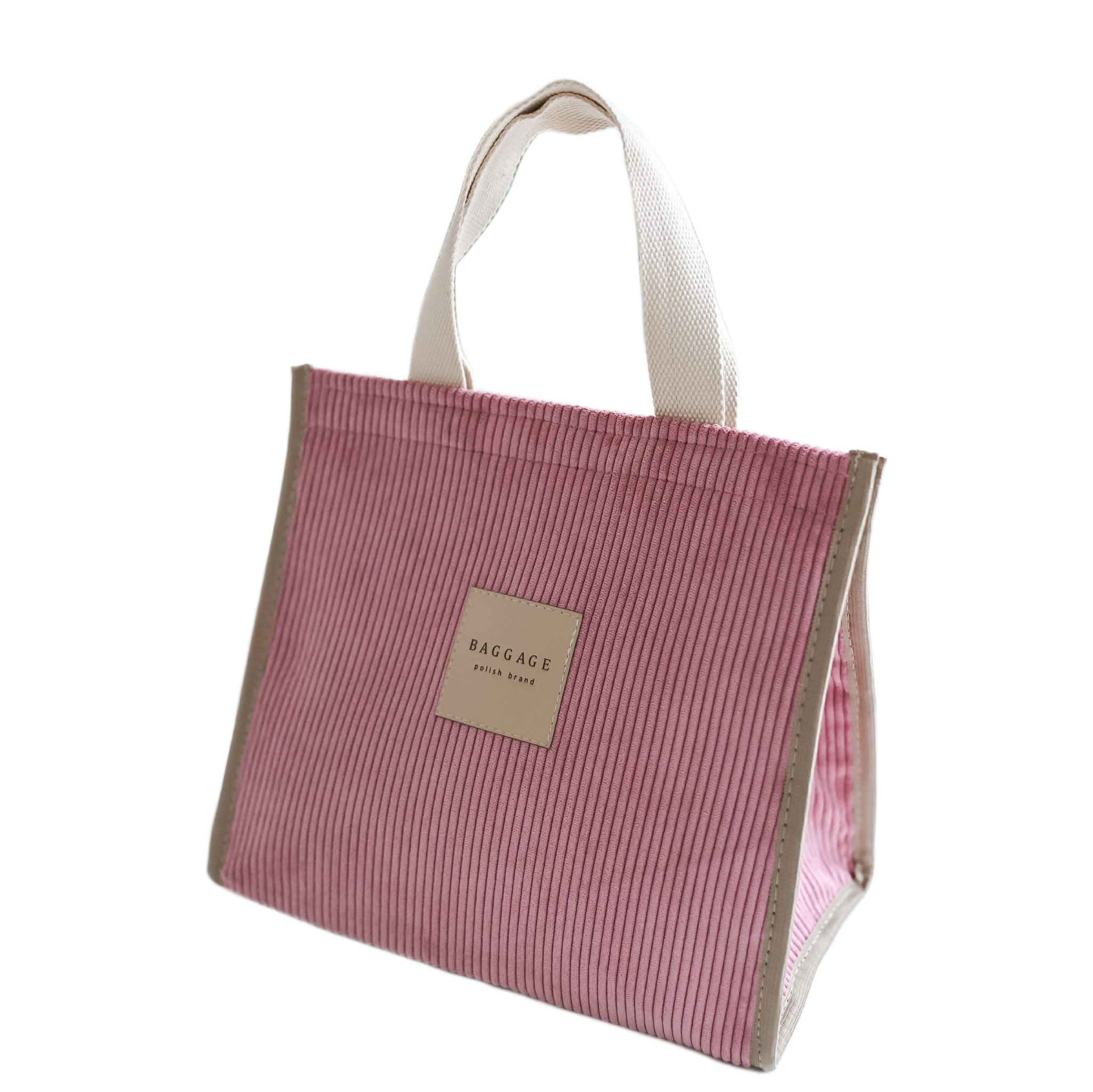 różowa torba sztruksowa lunchbox do pracy torba termiczna na jedzenie