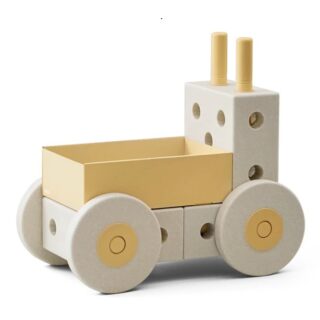 Klocki modułowe Modu pchacz 3w1 żółty szary – prezent dla dziecka i zabawka do nauki chodzenia