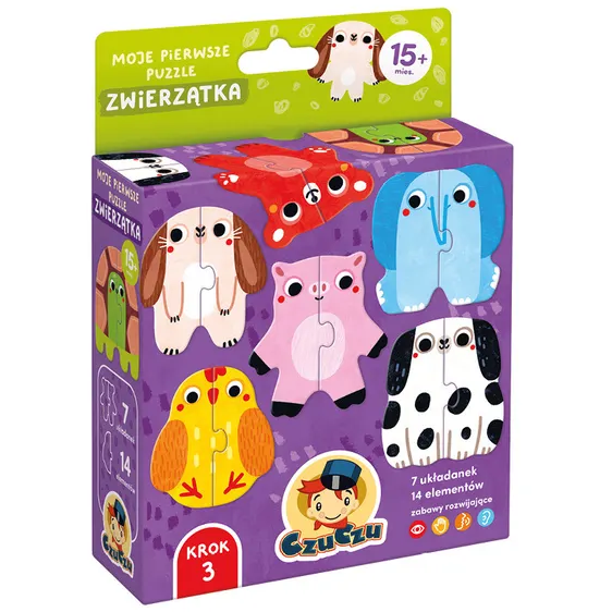 Puzzle CzuCzu Zwierzątka do pary – pierwsze puzzle dla dziecka od 15 miesiąca życia, edukacyjny prezent rozwijający spostrzegawczość i logiczne myślenie.